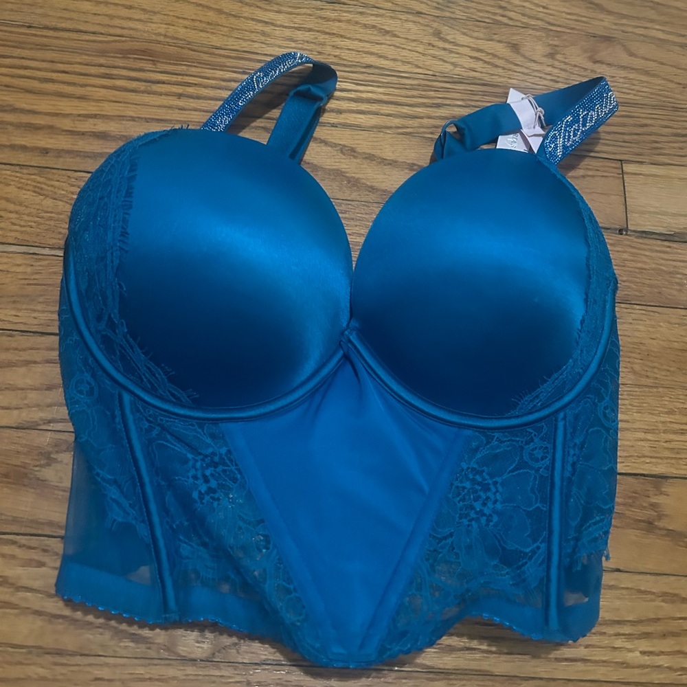 Blue Lace Underwire Bra